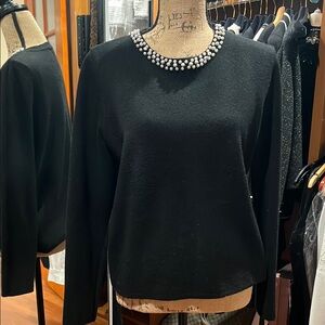 Black Pearl-Embellished Sweatshirt